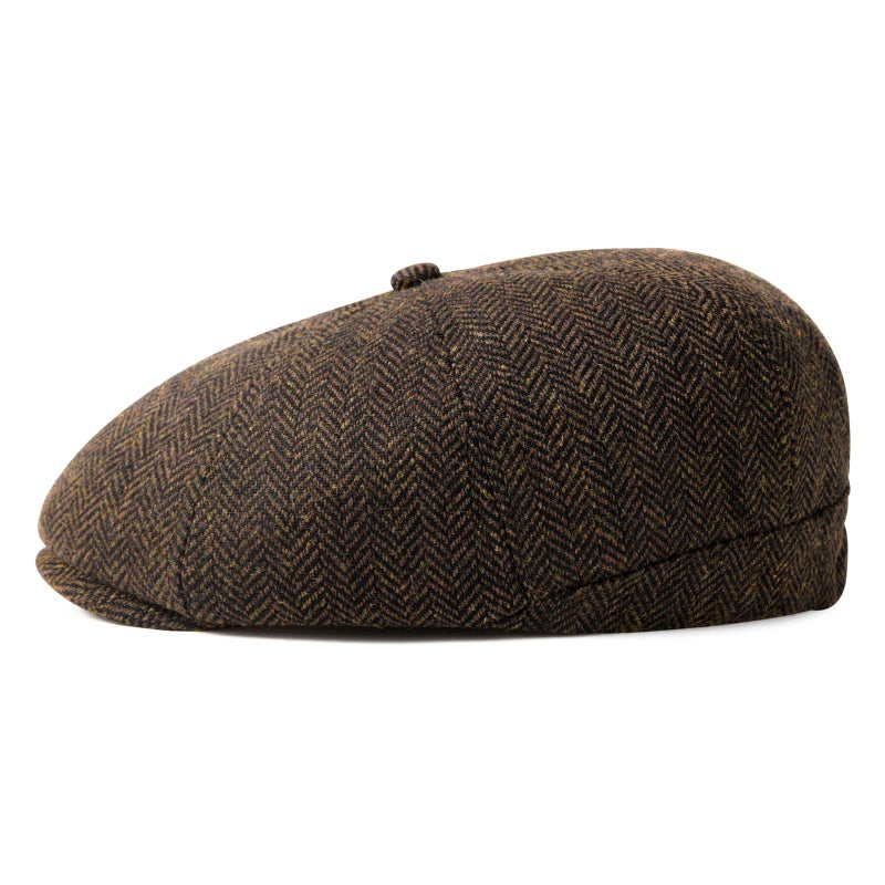 VOBOOM Men Wool Blend 8 Panel Newsboy Cap Herringbone Cabbie Flat Tweed Hat (Herringbone Coffee) - Image 3
